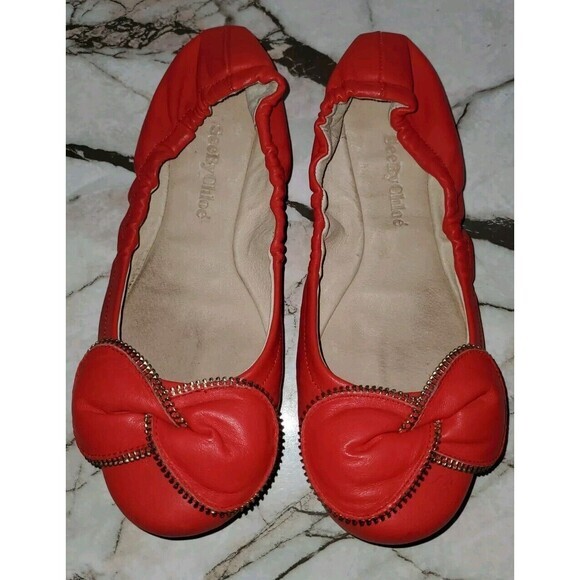 See‎ by Chloe Clara Zipper-Bow Ballerina Flat Pink Leather EU 36 US 5.5 - Picture 5 of 9